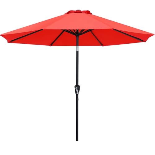 ABCCANOPY Sonnenschirm wasserdicht UV50+ mit Kurbel, Rot 230cm