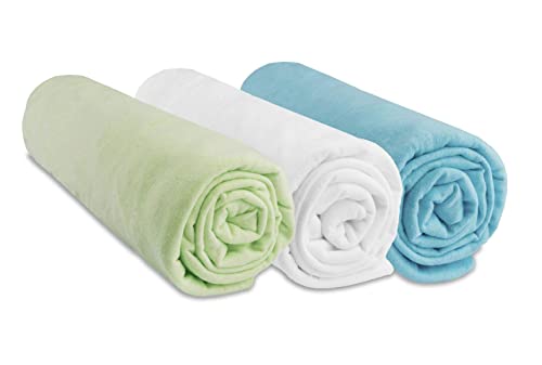Spannbettlaken, kompatibel mit Cododo, 50 x 83 cm (3 Stück) | 100% Baumwolle | Anisweiß Türkis | dehnbar & atmungsaktiv | gesunder Schlaf | Marke Easy Dort | Öko-Tex Zertifiziert | Qualität |