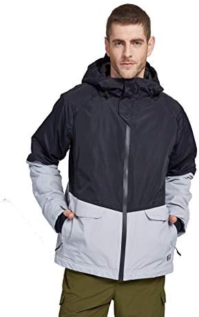 Helzkor Men's Waterproof Ski, Wind and Snow Jacket with Snow Skirt and Detachable Hood