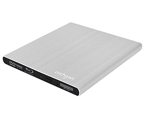 Archgon Style UHD 4K-Ultra HD BD Reproductor Player Externo, grabadora de BLU-Ray BDXL para PC USB 3.0, M-Disc, Aluminio Plateado