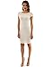 PattyBoutik Women's Boat Neck Crochet Inset Knit Dress (Off-White M)