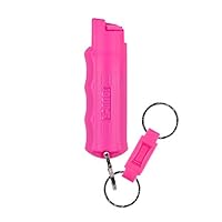 SABRE RED Pink Pepper Spray Keychain for Women with Quick Release - Maximum Police Strength Pepper Spray, Finger Grip for Aim & Accuracy, 10-Foot (3M) Range, 25 Bursts - Helps Fight Breast Cancer