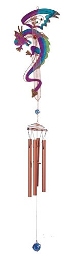 StealStreet Purple & Blue Dragon Gem Copper Tube Wind Chime, 42