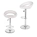 LANGRIA White Bar Stools Sets Adjustable Swivel Counter Height Stools with Leatherette Exterior, Chrome Plated Footrest and Base for Bar, Counter or Home,(2 PCS)