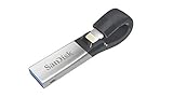  SanDisk iXpand Flash Drive 128GB for iPhone and iPad, Black/Silver, (SDIX30C-128G-GN6NE)