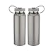Simply Simily Stainless Steel Water Bottle Wide Mouth with Plastic Lid 34 Oz - Silver (Set of 2)