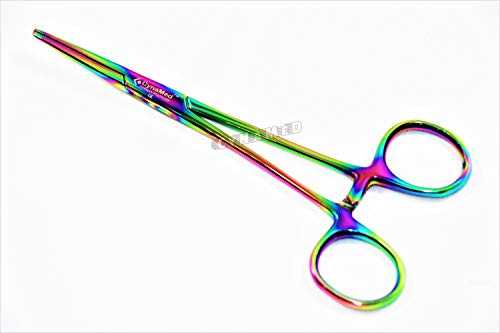Premium 1 Each 5.5" Straight Hemostat Forceps Locking Clamps Stainless Steel Set-Multi Rainbow Color - Thumbnail 7
