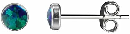 Opal 4 mm, Titanium Bezel Stud Earrings, For Sensitive Ears No reaction with the skin