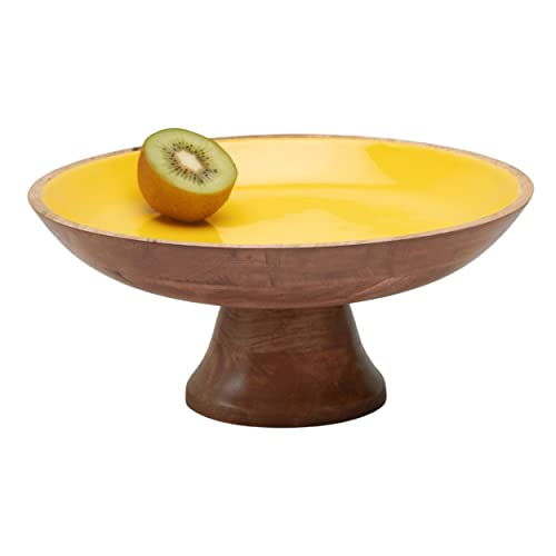 Folkulture Wooden Pedestal Fruit Bowl for the Counters or