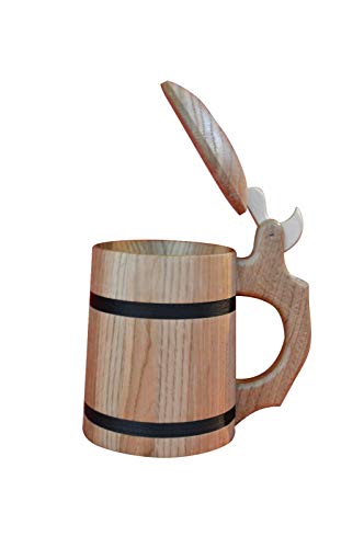 Hlzerne-Eiche-Bierkrug-Tasse-Krug-mit-Deckel-Sehr-solide-Vatertag-Weihnachtsgeschenk-05l-M09