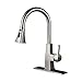 Kitchen Sink Faucet-Arofa A03LY Single Handle Brushed Nickel Stainless Steel gooseneck Kitchen faucets with Pull Down Sprayer