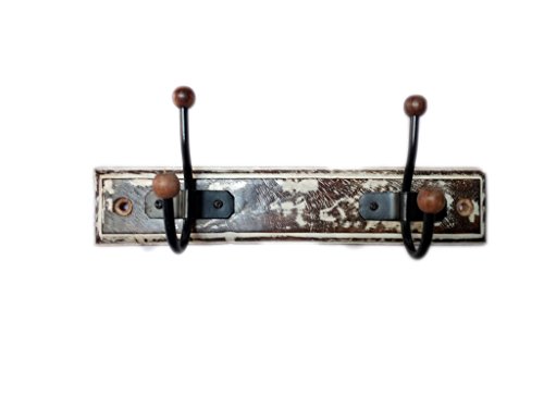 Coat Hook Hanger Set of 2 - Decorative Vintage Antique Wall Door Mount Mango Wood Hook Hanger Key Organizer Rack By Hind Handicrafts (2 Hook)
