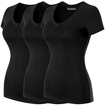 Design by OliviaWomen's Basic Solid Multi Colors Fitted Short Sleeve T-Shirt [3PACK]