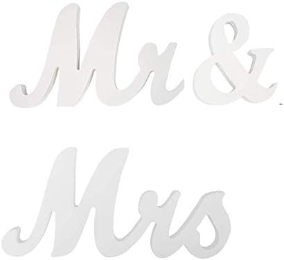 Wedding Decorations, White Mr and Mrs Signs, Mr & Mrs Sign Decorative Letters for Wedding Photo Props Party Decoration