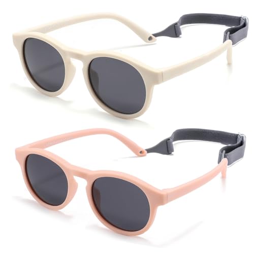 FBHLZ Baby Round sunglasses with Strap outdoor sun protection sunglasses suitable for boys and girls in 0-36 months at Amazon
