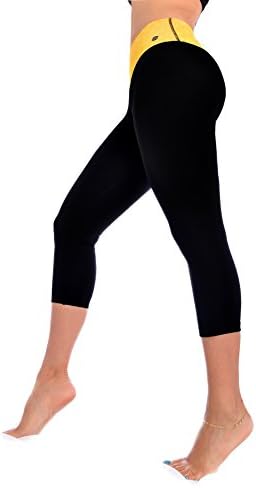 ZIKZAK Women's Capri Leggings Pants Tricot Sunflower Yellow X_Small Black