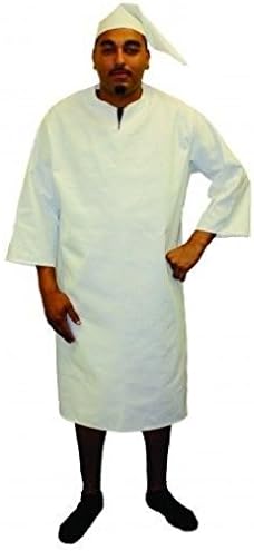 OvedcRay Adult Larp Scrooge Wee Willie Winkie Carol Night Sleep Costume Shirt &amp; Cap Gown