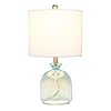 Elegant Designs LT3335-CBL Textured Glass Table Lamp, Clear Blue/White