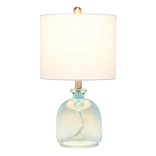 Elegant Designs LT3335-CBL Textured Glass Table Lamp, Clear Blue/White