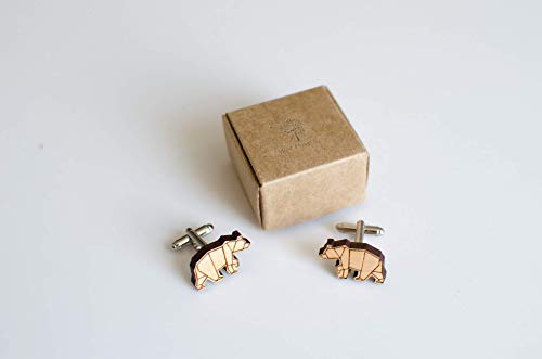 Geometric Bear Cufflinks, modern art jewelry for men
