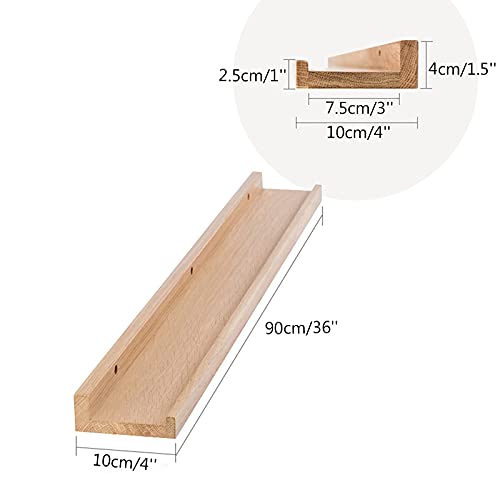 Long Floating Shelf 36 Inches Natural Wood Shelves for Wall Mounted