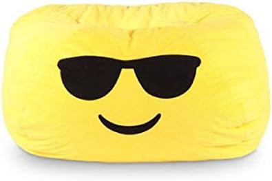 Cool Yellow Durable Polyester Fabric Double-Stitched Seams Ergonomic Seating Position Bean Bag, Dimensions 28Lx28Wx14H