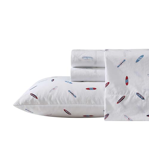 Nautica - King Sheets, Cotton Percale Bedding Set, Crisp & Cool, Lightweight & Breathable (High Surf, King)