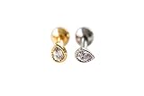 16g 16-gauge Fashion Body jewelry couples beautiful cute cool ear self cartilage tragus barbell CZ cubic zirconia crystal waterdrop rain drop teardrop earring piercing for women teens girls men-jg
