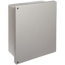 BUD Industries NF-6614 Caja de fibra de vidrio NEMA con tapa atornillada, 33 cm de ancho x 38 cm de alto x 15 cm de profundidad, acabado gris claro