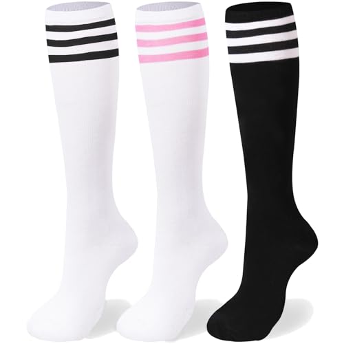 Knee High Socks-Stripes Tube Socks-Back to School Cotton Casual Athletic Socks