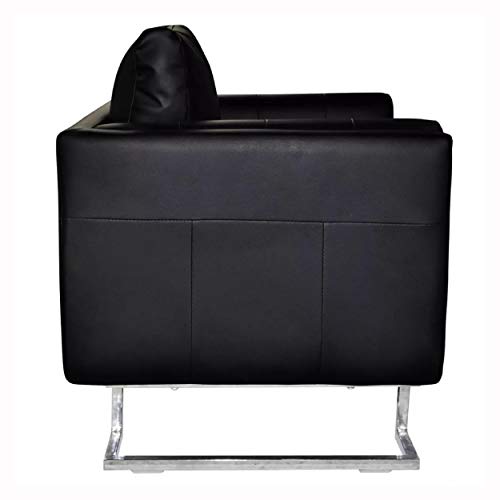 HomyDelight Arm Chair, Recliner & Sleeper Chair, Black Luxury Cube Armchair with Chrome Feet - Thumbnail 4