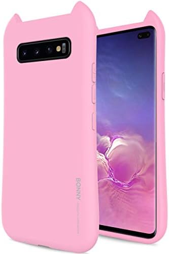 Qoosan Galaxy S10 Plus Case 3D Design Ears Soft Rubber TPU Jelly for Samsung Galaxy S10 Plus (2019) - Matte Pink