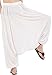 CandyHusky Mens Womens Baggy Lounge Hippie Boho Aladdin Harem Yoga Pants Rayon White