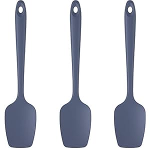 Espátulas de Cuchara de Silicona: U-Taste 315℃ Resistente al Calor Lengua Raspador de Goma Flexible y Libre de BPA, Juego de 3 Utensilios de Cocina para Hornear y Mezclar, Azul de Medianoche