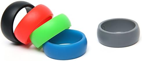 Silicone Wedding Ring For Men by Rain Alley, Premium Quality Silicone Material, 5 Rings Pack, Outdoors Sports and Fitness Exercise. Safe Alternative to Wedding Band, Durable and Comfortable, Perfect