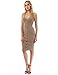 PattyBoutik Women V Neck Sleeveless Knit Dress (Tan Small)