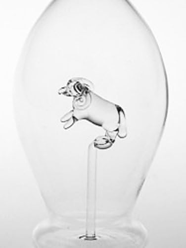 Bottle with Corc Birthday Present for Zodiac Sign Aries Mouth Blown Fillable Clear Glass Bottle with Aries of Glass Inside Volume 0,5 Litre Height Approx 30 Cm Oberstdorfer Glashütte