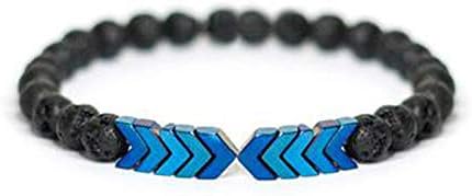 Flamingogogo 1 Pcs Volcanic Lava Stone Essential Oil Diffuser Bracelets Bangle Healing Balance Yoga Magnet Arrow Beads Bracelet for Men Women