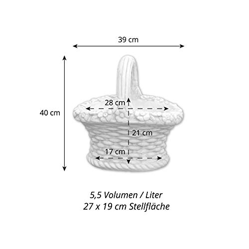 gartendekoparadies.de Hübscher Topf als Blumenkorb Pflanzgefäß aus Steinguss, H. 40 cm, 5 Liter, 15 kg, Grau, frostsicher für Außenbereich – Bild 8