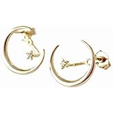 Moon and Star Ear Jackets Sterling Silver with Gold Finish