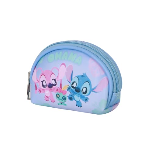 Lilo e Stitch Jolly-Portamonete Ovale Casual, Blu, 12 x 9 cm