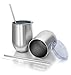 llumé Double Wall, Insulated, 2 12oz Stainless Steel Wine Tumbler with Lid, Straw, Cleaner Set- Dishwasher Safe Cups, For Hot/Cold Drinks, Coffee, Cocktail - Perfect Gift for Housewarming, Birthday