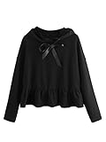Romwe Women's Ruffle Hem Long Sleeve Pullover Hoodie Hooded Sweatshirt