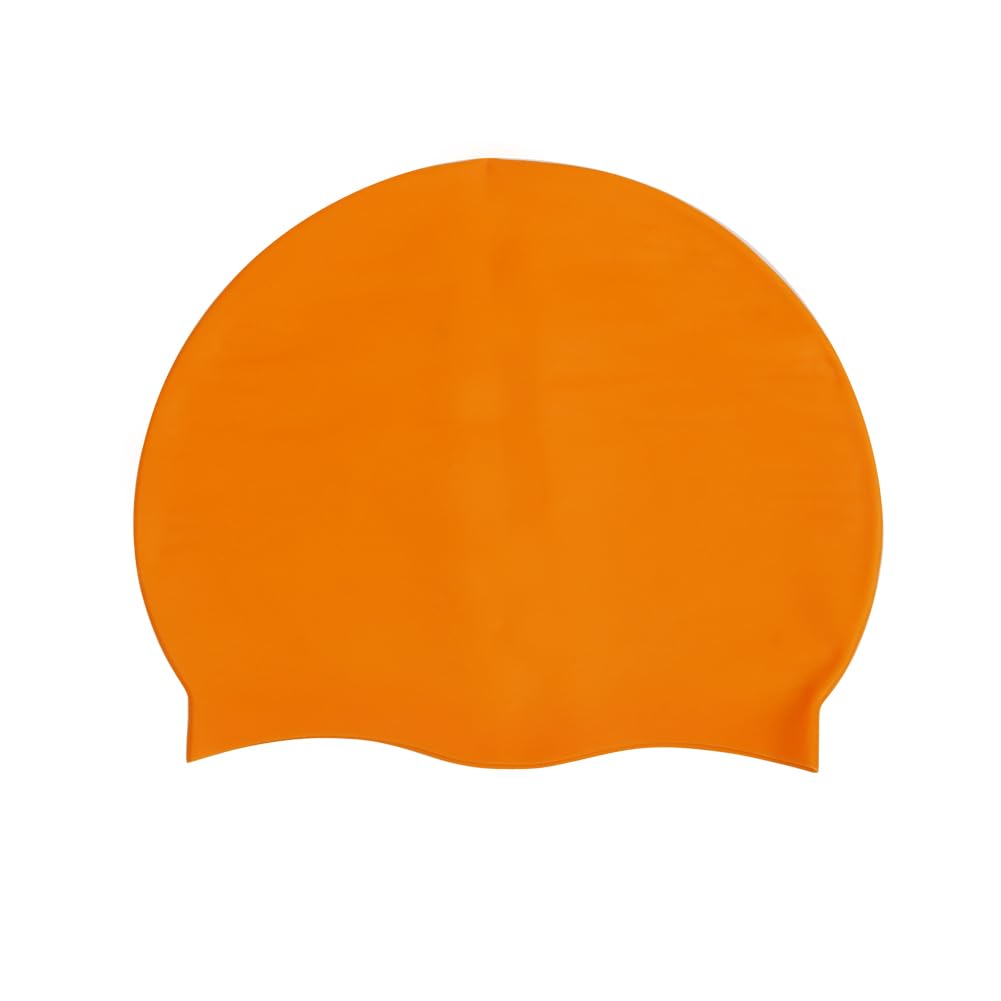 HYCOPROT Kids Swimming Cap 100% Silicone Swimming Hats for Boys And Girls Comfortable And Elastic Waterproof Swim Caps,Elastic Swim Hat For Long Hair And Short Hair (Orange) — image 1