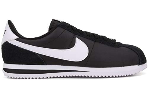 Nike Mens Cortez Basic Nylon Black/White/Metallic Silver Casual Shoe 13