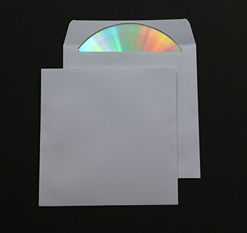 100 St. Deluxe Papier CD/DVD/Blu-ray Hüllen mit Klappe ohne Fenster 90 gr. Papier 125x125 mm