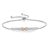 Angelady Valentine's Day Bracelet Gift Adjustable Silver Bracelet for Women Girl Friend Daughter, Classic Infinity CZ Charm Womens Link Stand Bracelets with Gift Box