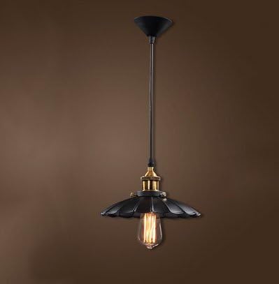 SanKD 1pc Edison Vintage Style Industrial Light Loft Retro Nostalgia Chandelier Lamp Cafe-bar Restaurant LED Black Lotus Umbrella Pendant Lamp (Bulb Not Included) (Diameter 24cm)