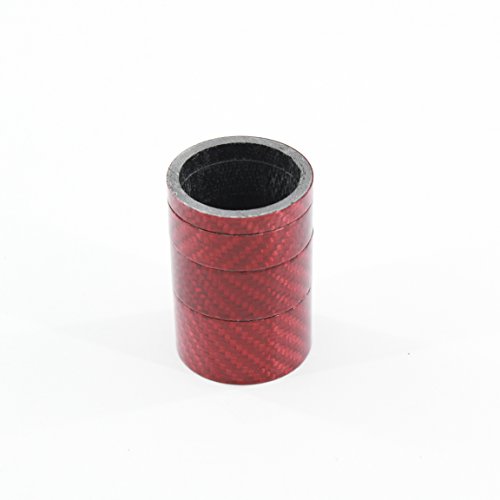 QILEFU 4pc Bike Bicycle Full Carbon Headset Spacer 1-1/8" 20 15 10 5mm (red)