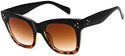 Oversized Women Celebrity Fashion Sunglasses, Bold Flat Lens Square Frame Horn Rimmed Sunglasses - UV400 Protection